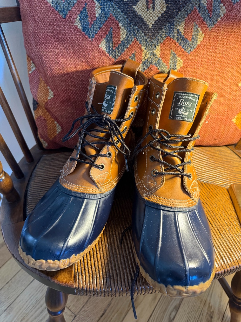 G.H. Bass Mallard Men’s 10M Leather Waterproof Duck Boots Brown Navy